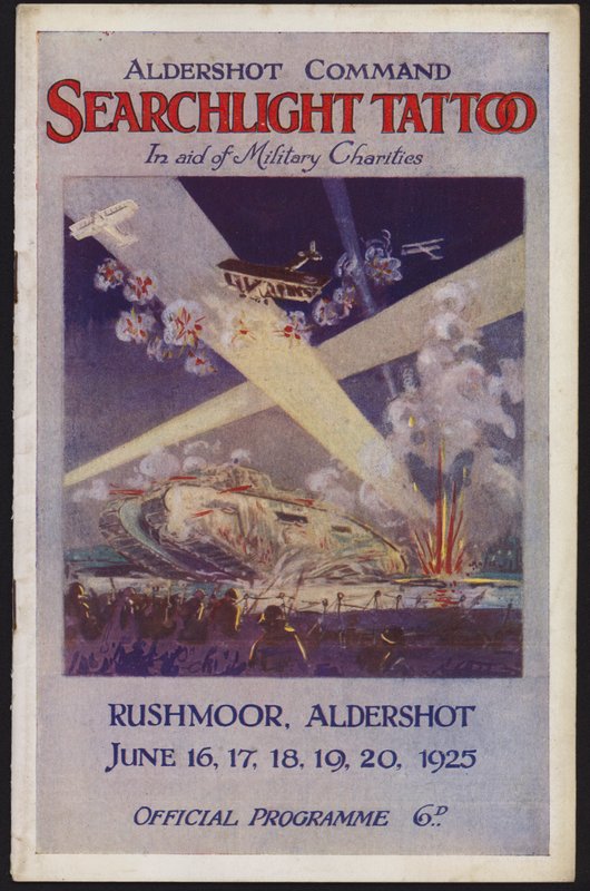 Programa para el Tattoo de Búsqueda de Reflectores del Comando de Aldershot, Rushmoor, Aldershot, Hampshire de English School