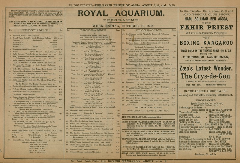 Programa de eventos en el Acuario Real de English School