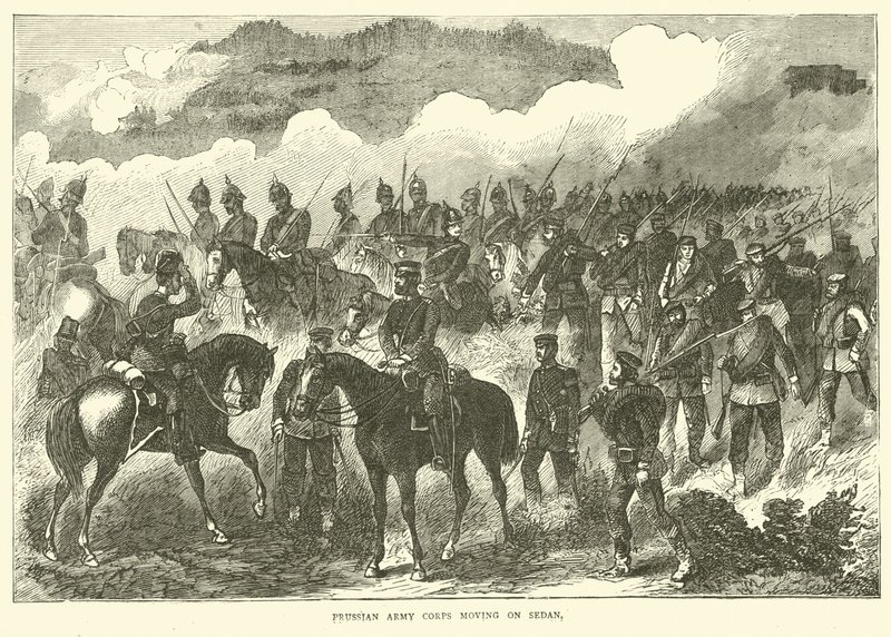 Cuerpo del Ejército Prusiano moviéndose hacia Sedan, septiembre 1870 de English School