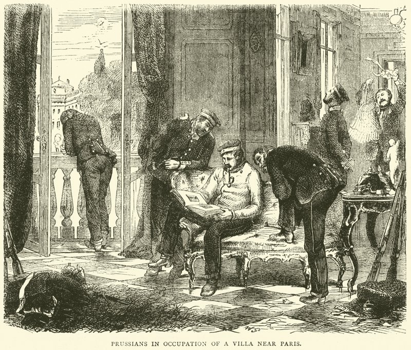 Prusianos en ocupación de una villa cerca de París, octubre de 1870 de English School