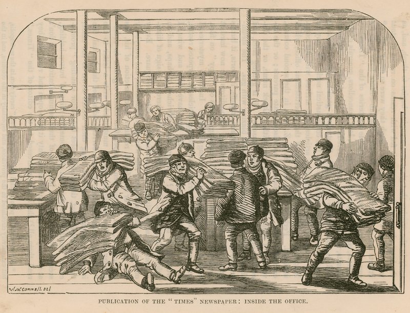 Publicación del periódico Times - dentro de la oficina de English School