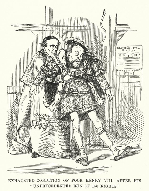 Caricatura de Punch: Condición Exhausta del Pobre Enrique VIII Después de Su Carrera Sin Precedentes de 150 Noches de English School