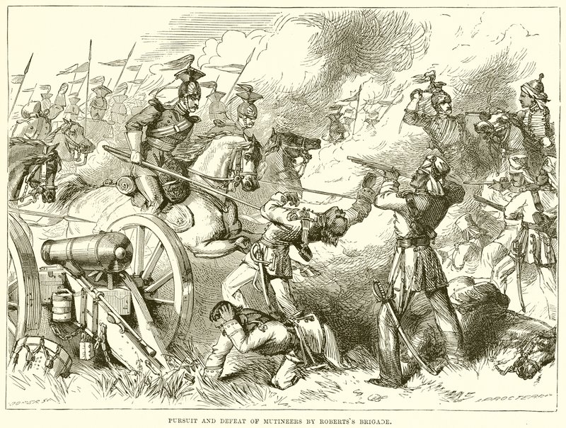 Persecución y derrota de los amotinados por la brigada de Roberts de English School
