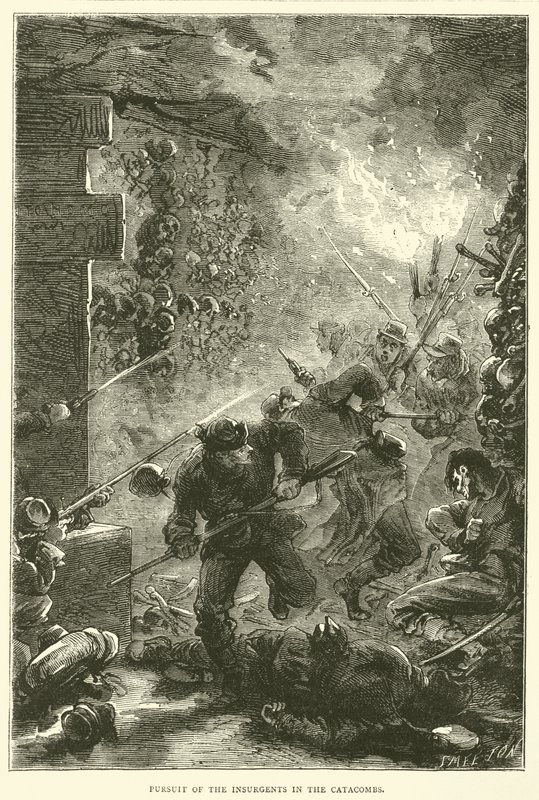 Persecución de los insurgentes en las catacumbas, mayo 1871 de English School