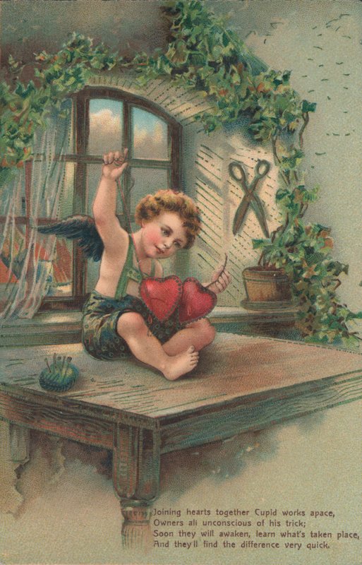 Putto uniendo corazones de English School