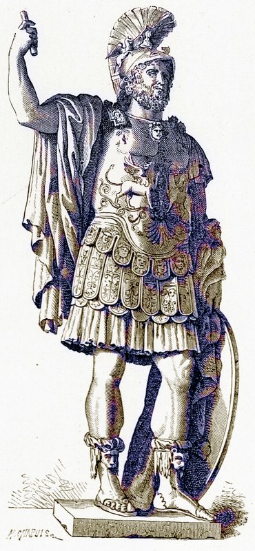 Pirro, ilustración de la Historia de Roma de Victor Duruy, publicada en 1884 de English School