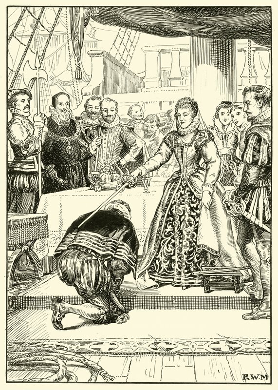 La reina Isabel a bordo del Golden Hind de English School