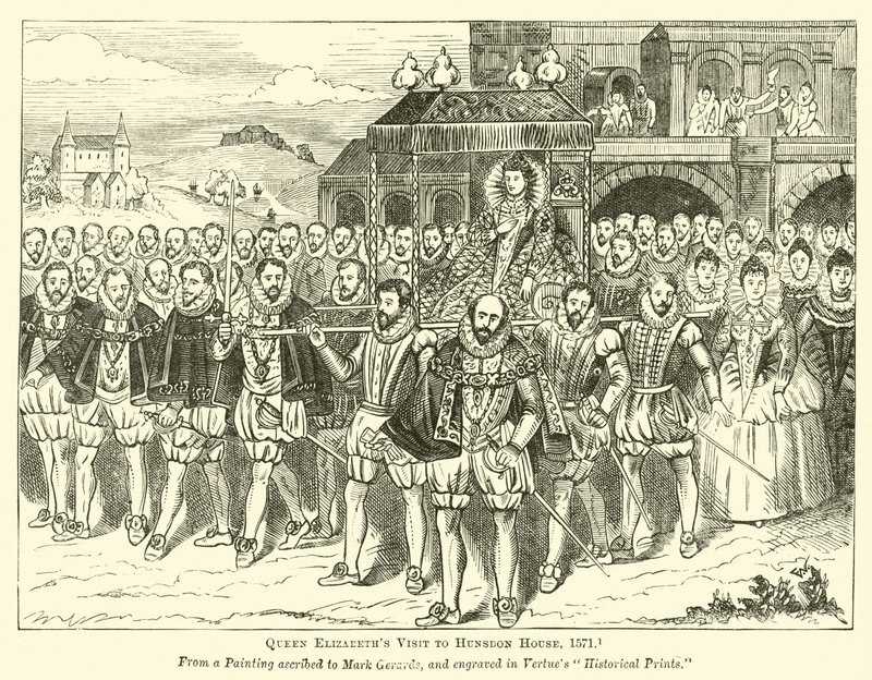 Visita de la Reina Isabel a Hunsdon House, 1571 de English School