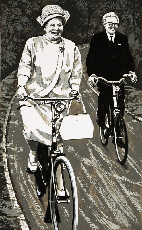 La reina Juliana de Holanda en bicicleta de English School