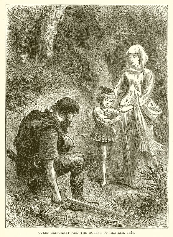 Reina Margarita y el ladrón de Hexham, 1460 de English School