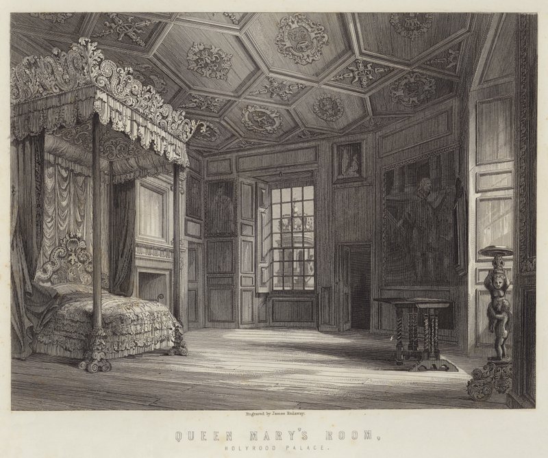 Habitación de la Reina María, Palacio de Holyrood (grabado) de English School