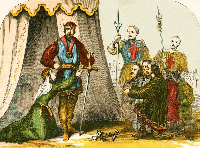 La reina Felipa intercediendo por los burgueses de Calais de English School