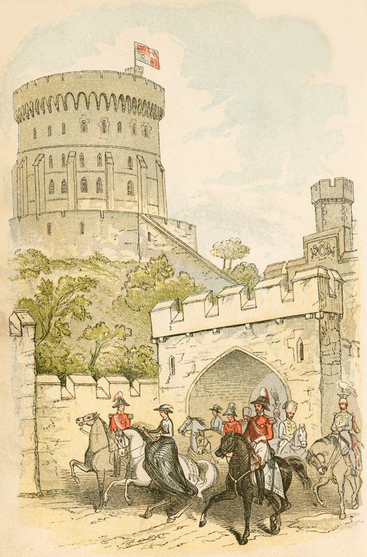 La Reina Victoria saliendo del Castillo de Windsor de English School