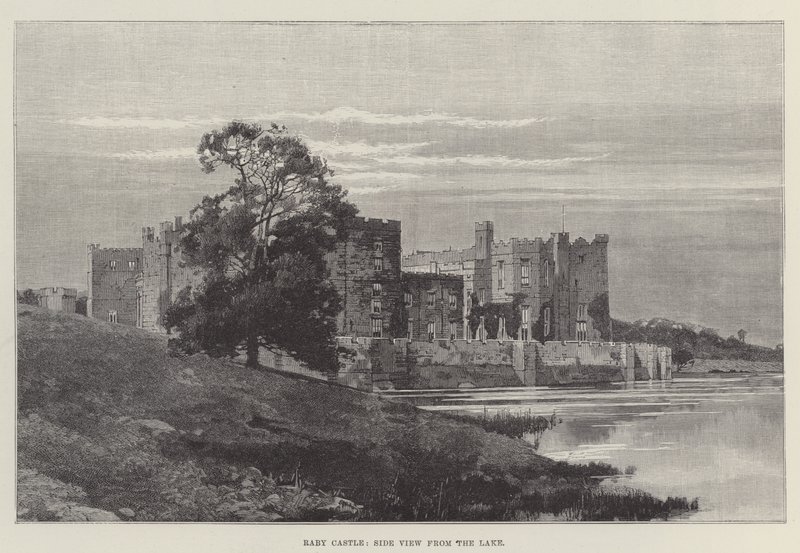 Castillo de Raby, vista lateral desde el lago de English School