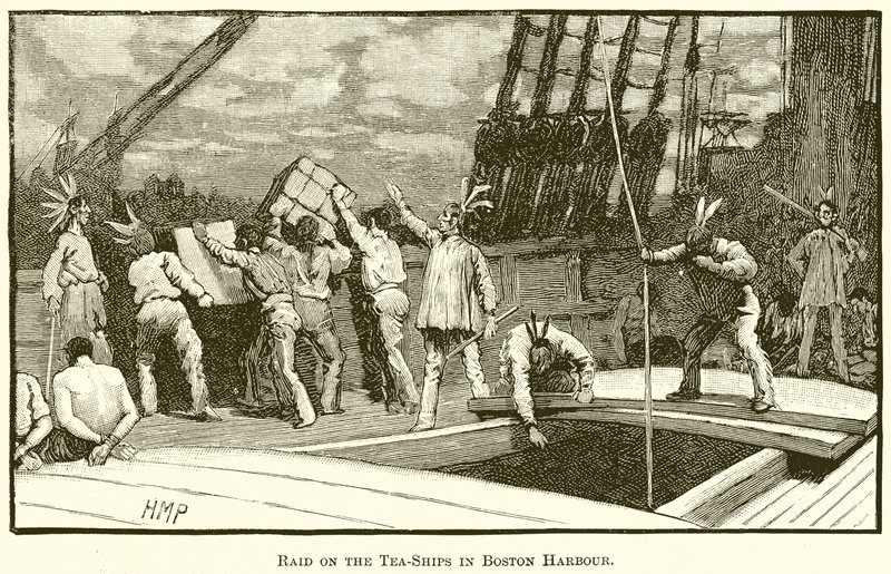 Incursión en los barcos de té en el puerto de Boston de English School