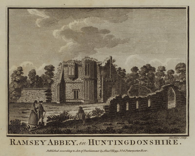 Abadía de Ramsey, en Huntingdonshire (grabado) de English School