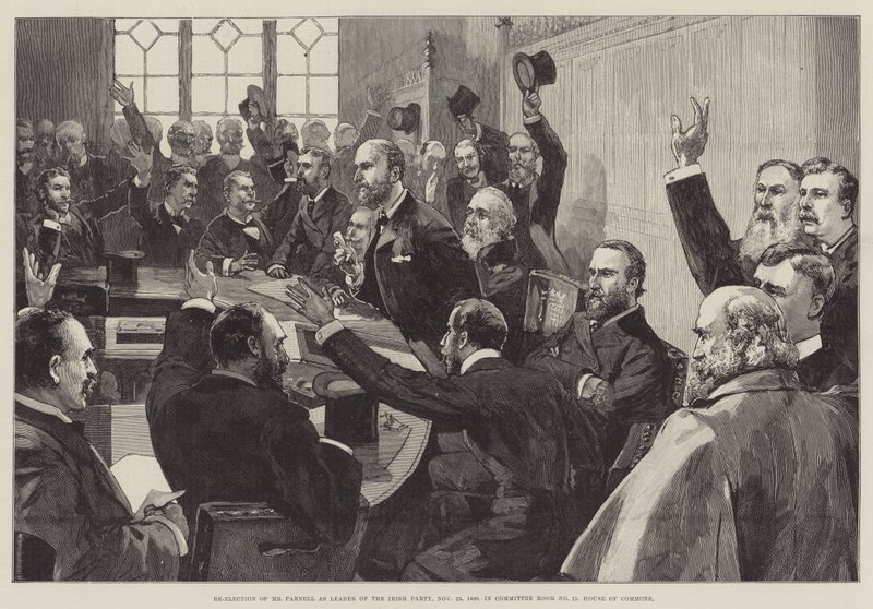 Reelección del Sr. Parnell como líder del Partido Irlandés, 25 de noviembre de 1890, en la Sala de Comité No 15, Cámara de los Comunes de English School