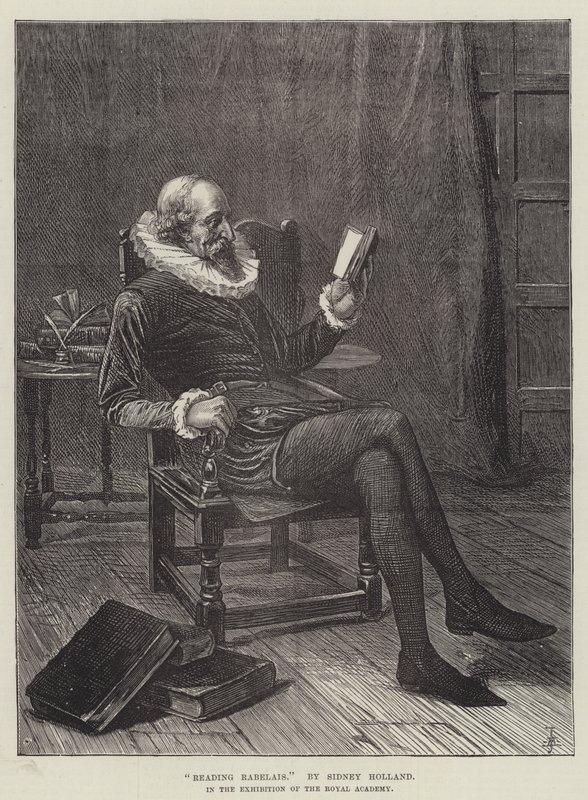Leyendo a Rabelais (grabado) de English School