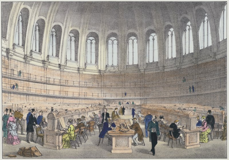 Sala de lectura en el Museo Británico, Londres de English School
