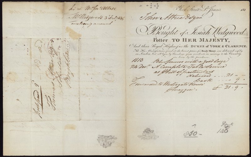 Recibo emitido por Josiah Wedgwood de English School