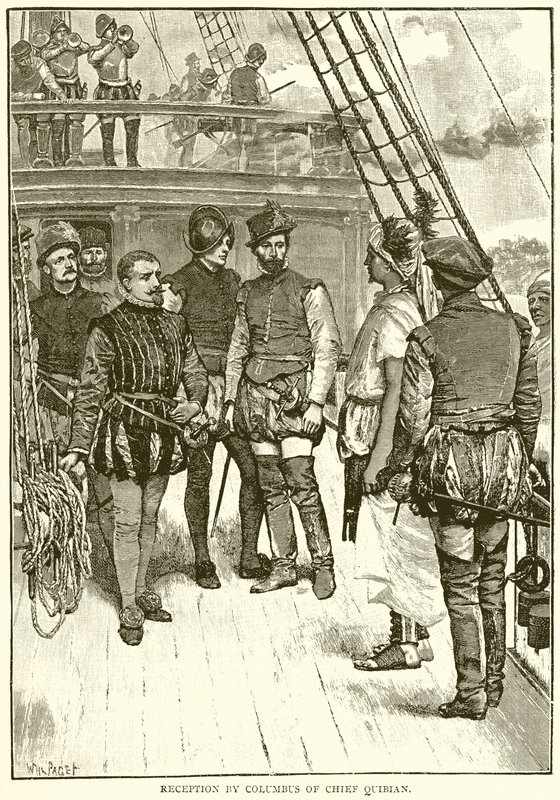 Recepción de Colón por el jefe Quibian de English School