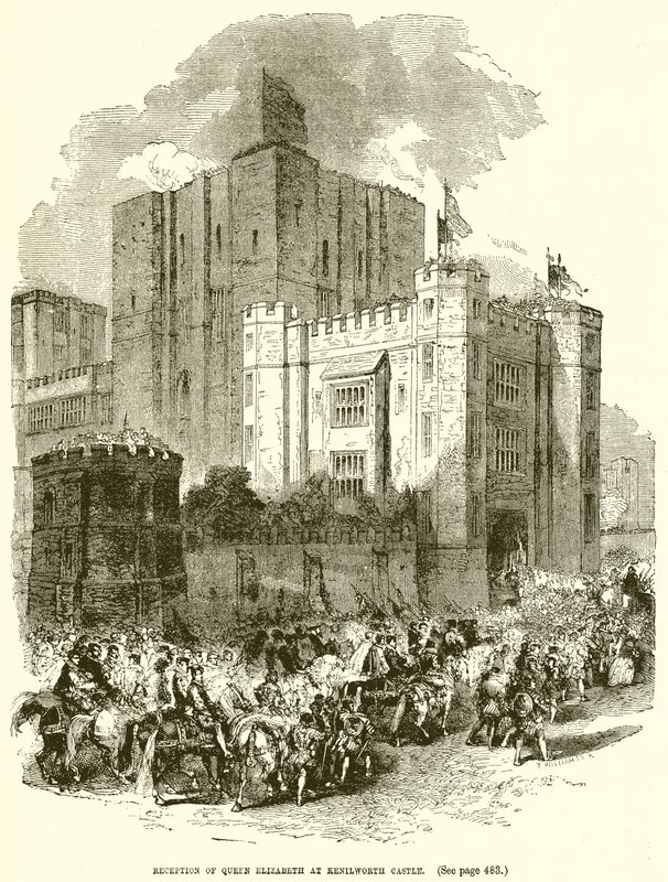 Recepción de la Reina Isabel en el castillo de Kenilworth de English School