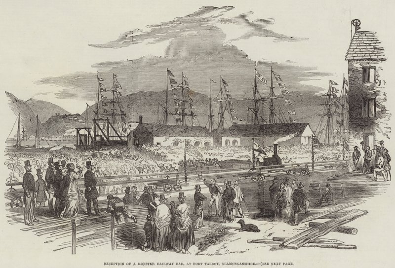 Recepción de una Barra de Ferrocarril Monstruosa, en Port Talbot, Glamorganshire de English School