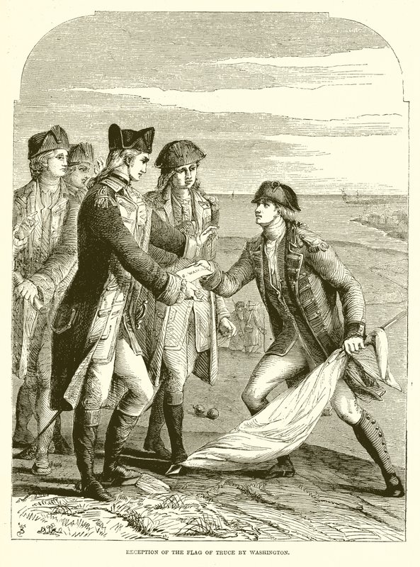 Recepción de la bandera de tregua por Washington de English School