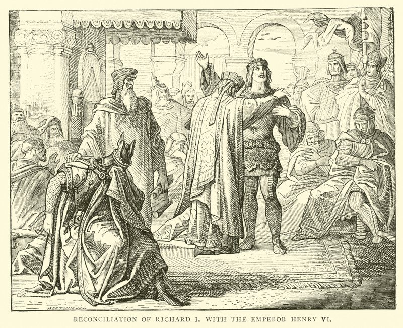 Reconciliación de Ricardo I con el Emperador Enrique VI de English School