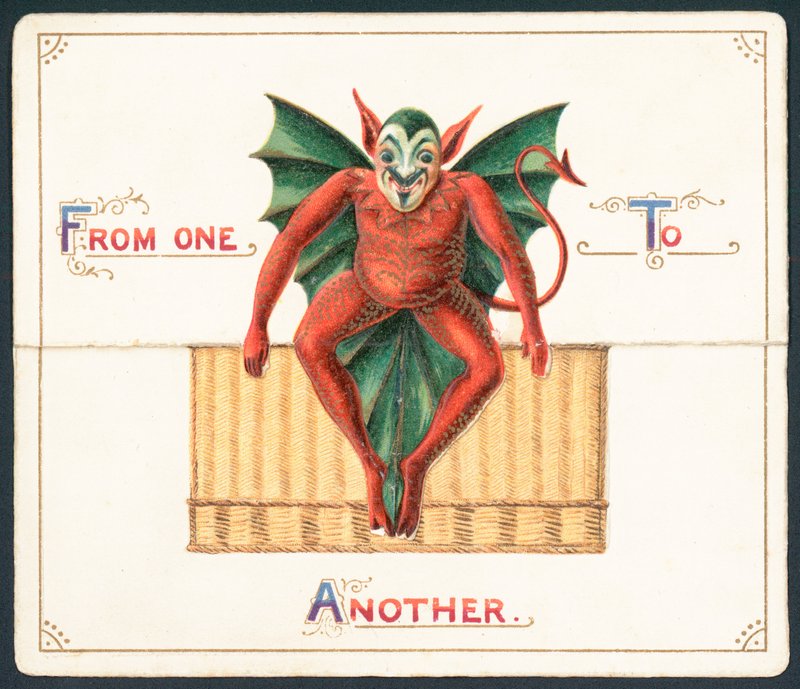 Diablo rojo, tarjeta de Navidad de English School
