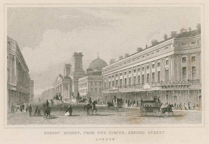 Regent Street, desde The Circus, Oxford Street, Londres de English School