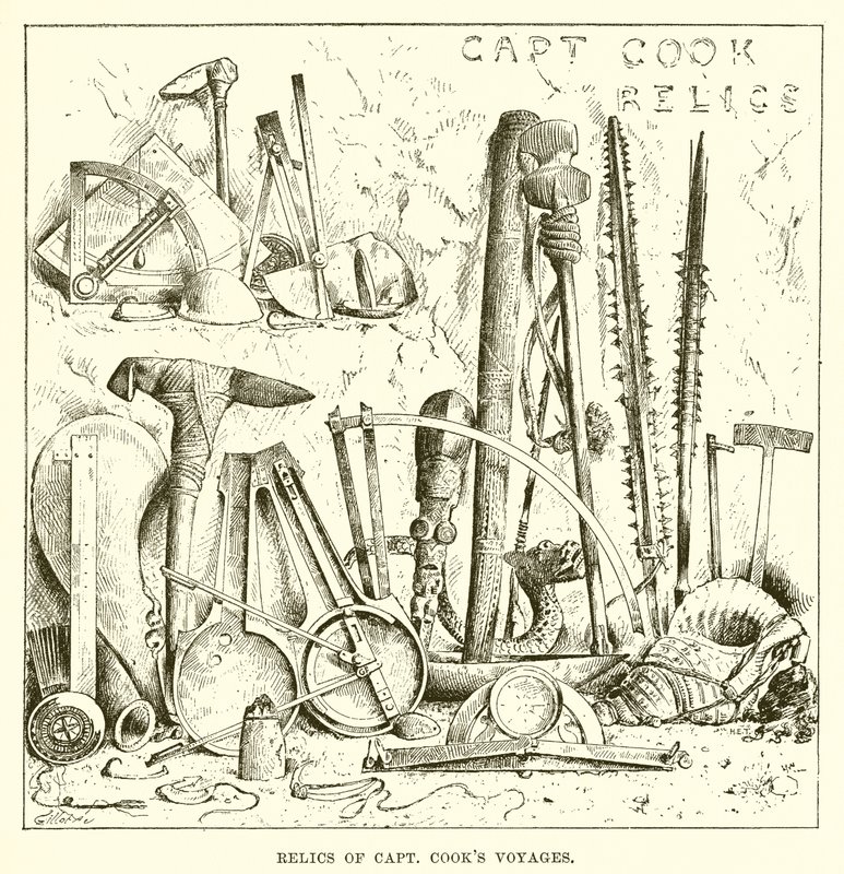 Reliquias de los viajes del Capitán Cook de English School