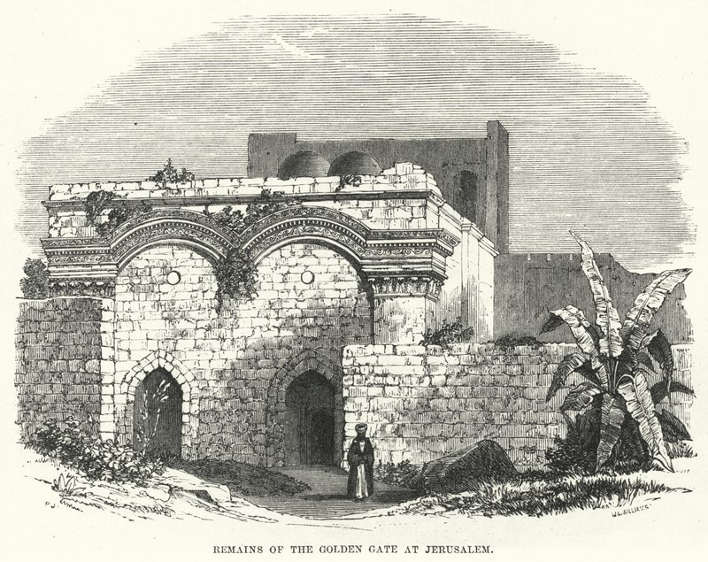 Restos de la Puerta Dorada en Jerusalén (grabado) de English School