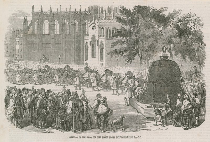 Remoción de la campana para el Gran Reloj del Palacio de Westminster de English School
