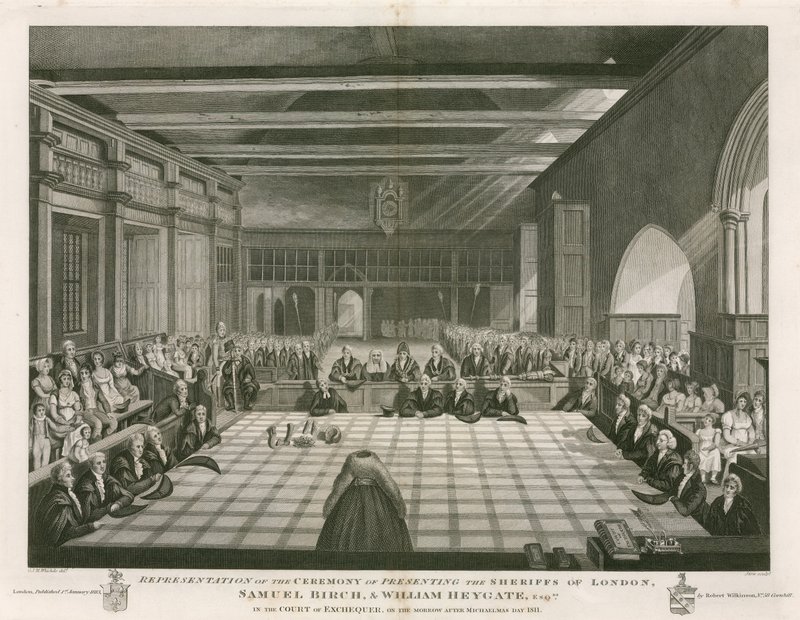 Representación de la ceremonia de presentación de los Sheriffs de Londres de English School