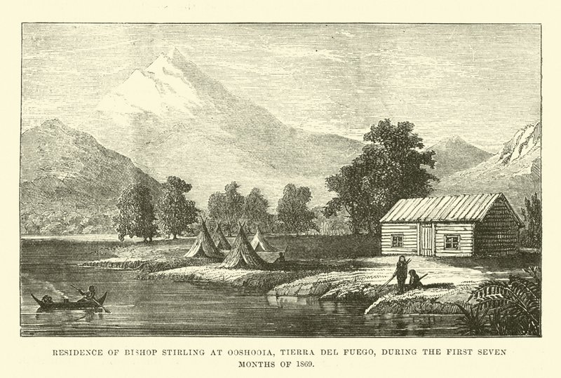 Residencia del Obispo Stirling en Ooshooia, Tierra del Fuego, durante los primeros siete meses de 1869 de English School