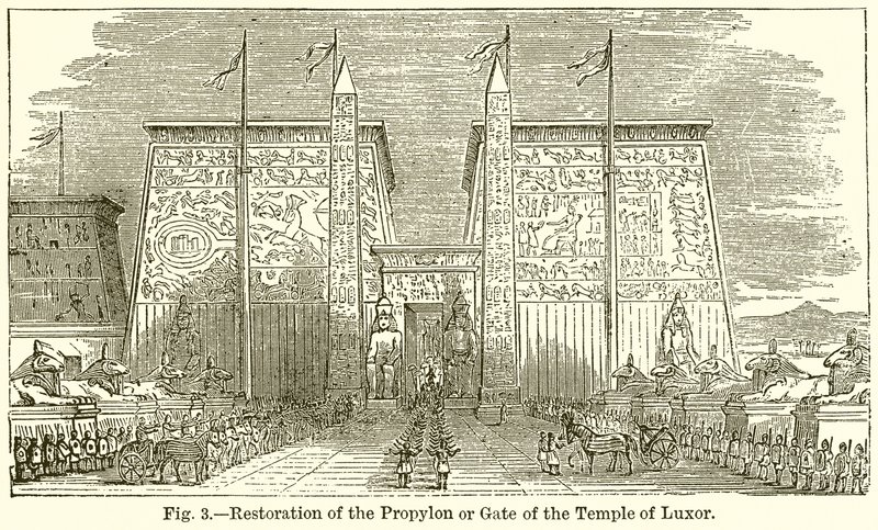 Restauración del propilón o puerta del Templo de Luxor de English School
