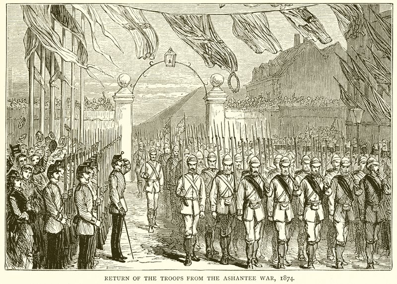 Regreso de las tropas de la guerra de Ashantee, 1874 de English School