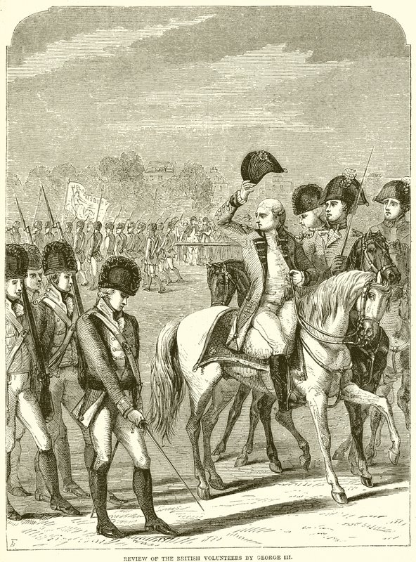 Revisión de los voluntarios británicos por Jorge III de English School