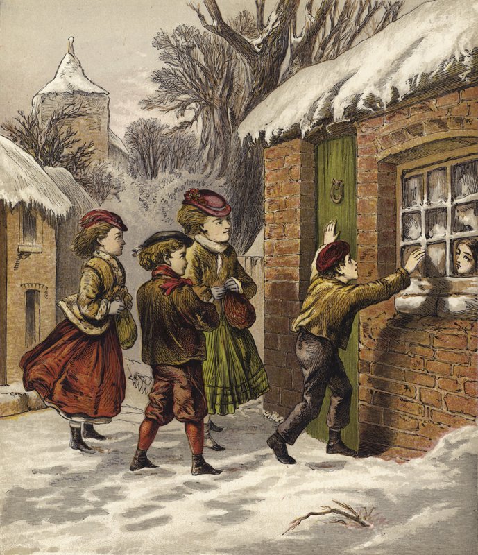 Niños ricos visitando a niños pobres en Navidad de English School