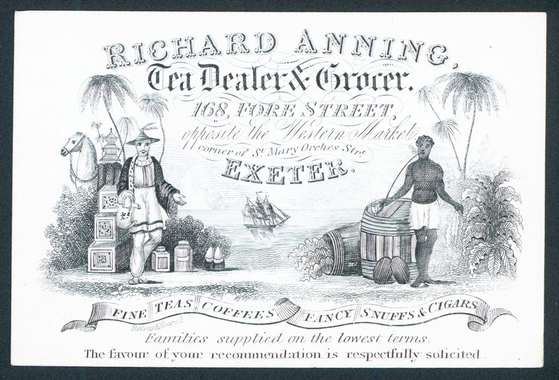 Richard Anning, comerciante de té y tendero, tarjeta comercial de English School