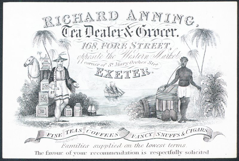 Richard Anning, comerciante de té y tendero, tarjeta comercial de English School