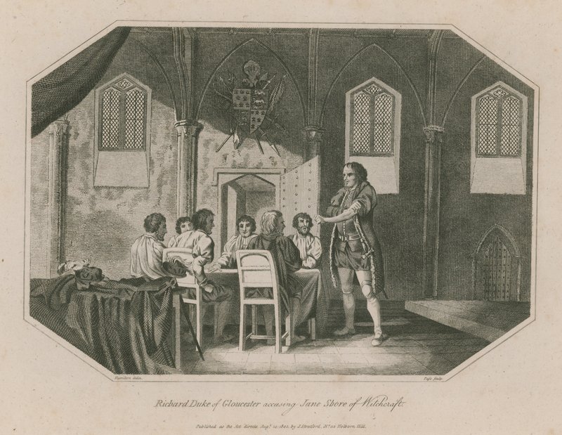 Ricardo Duque de Gloucester acusando a Jane Shore de brujería de English School