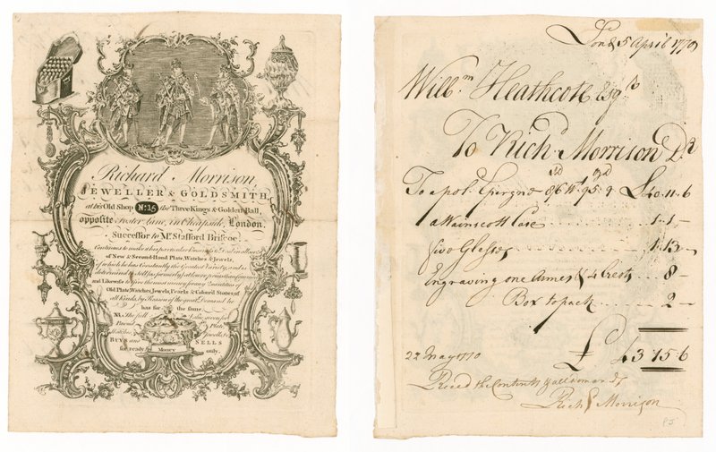 Richard Morrison, Joyero y Orfebre, tarjeta comercial de English School