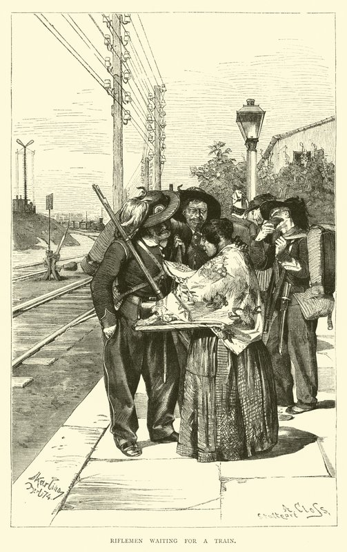 Fusileros esperando un tren de English School