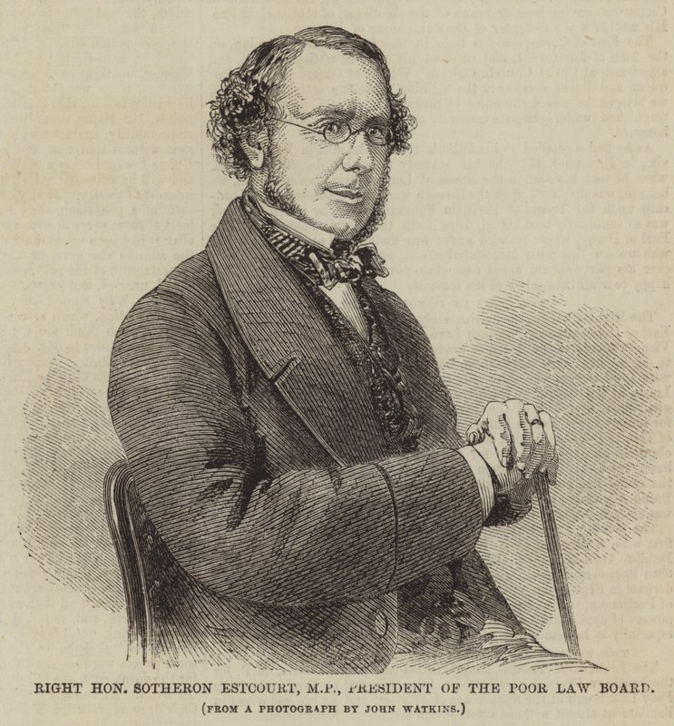 El Muy Honorable Sotheron Estcourt, MP, Presidente de la Junta de Leyes de Pobres de English School