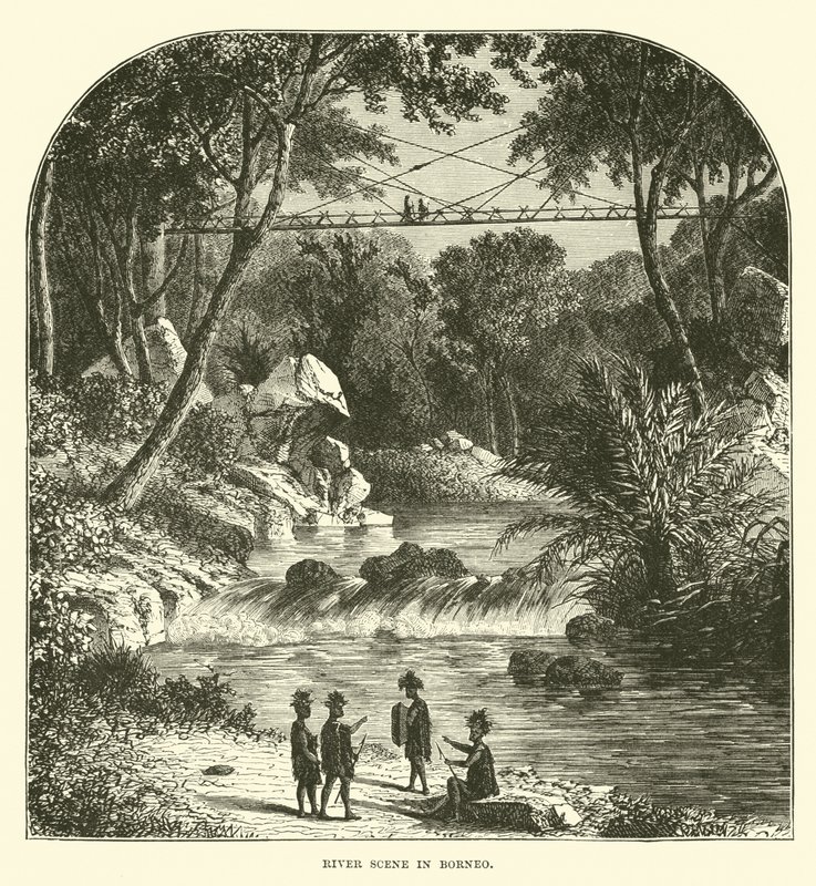 Escena fluvial en Borneo de English School