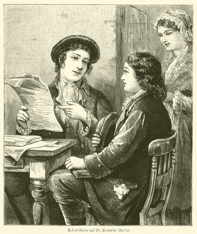 Robert Burns y el Dr. Alexander Murray (grabado) de English School