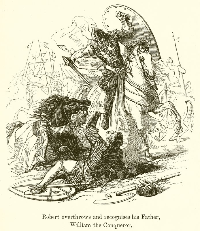 Roberto derriba y reconoce a su padre, Guillermo el Conquistador de English School