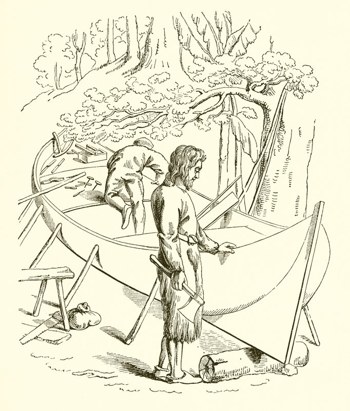 Robinson Crusoe construyendo su barco de English School